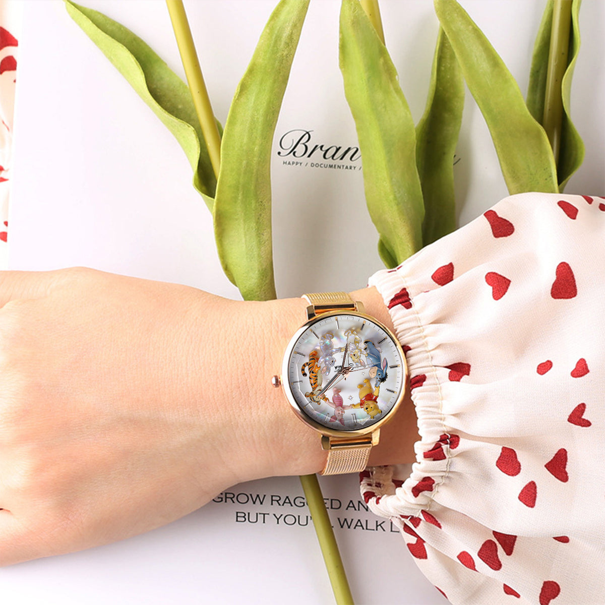 Personalized Women's Yellow Bear Watch Custom Name Gift