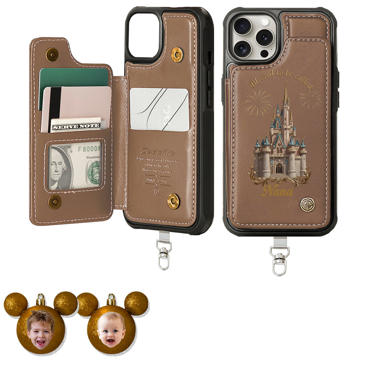 Personalized Phone Wallet with Charms Gift for Grandma | Customizable