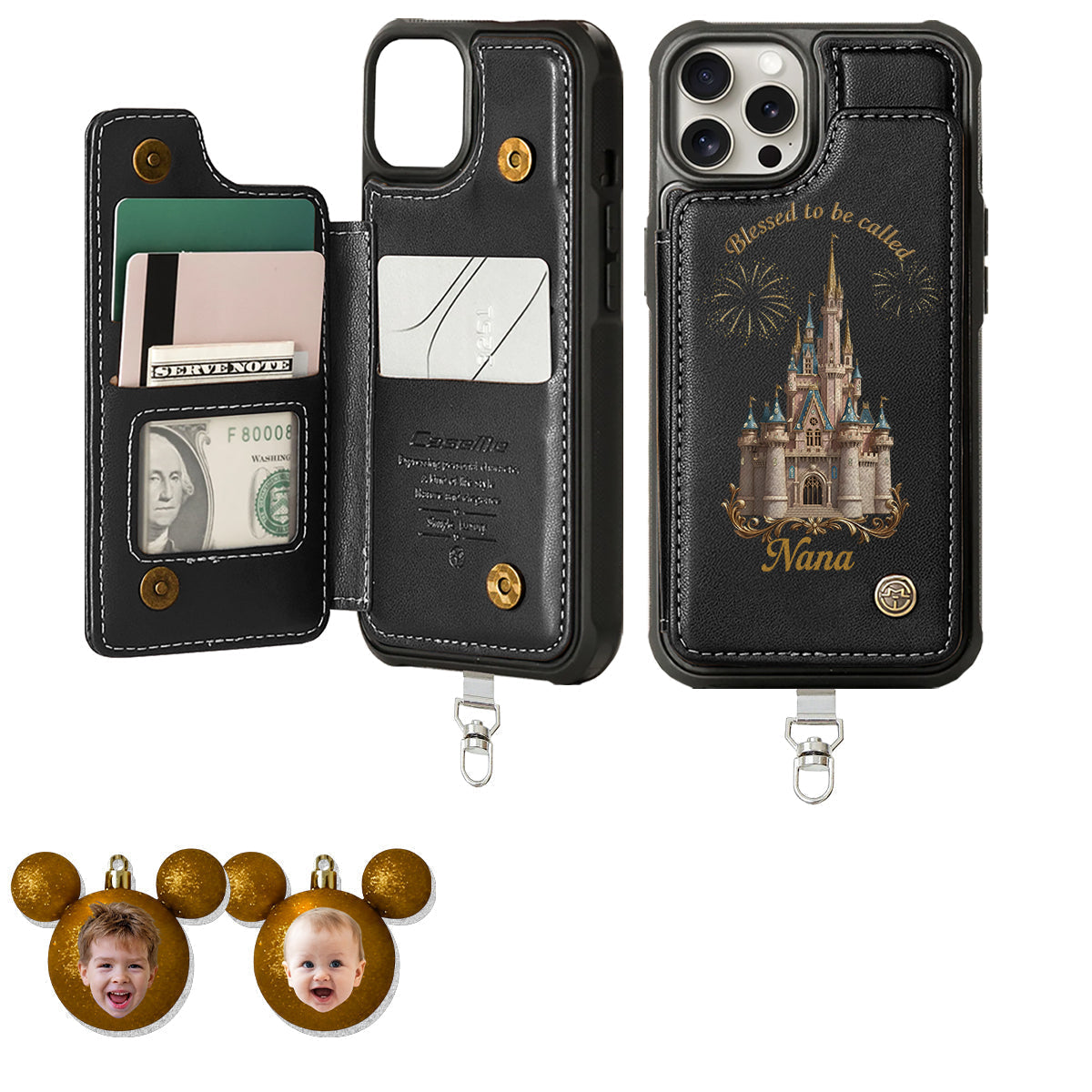 Personalized Phone Wallet with Charms Gift for Grandma | Customizable