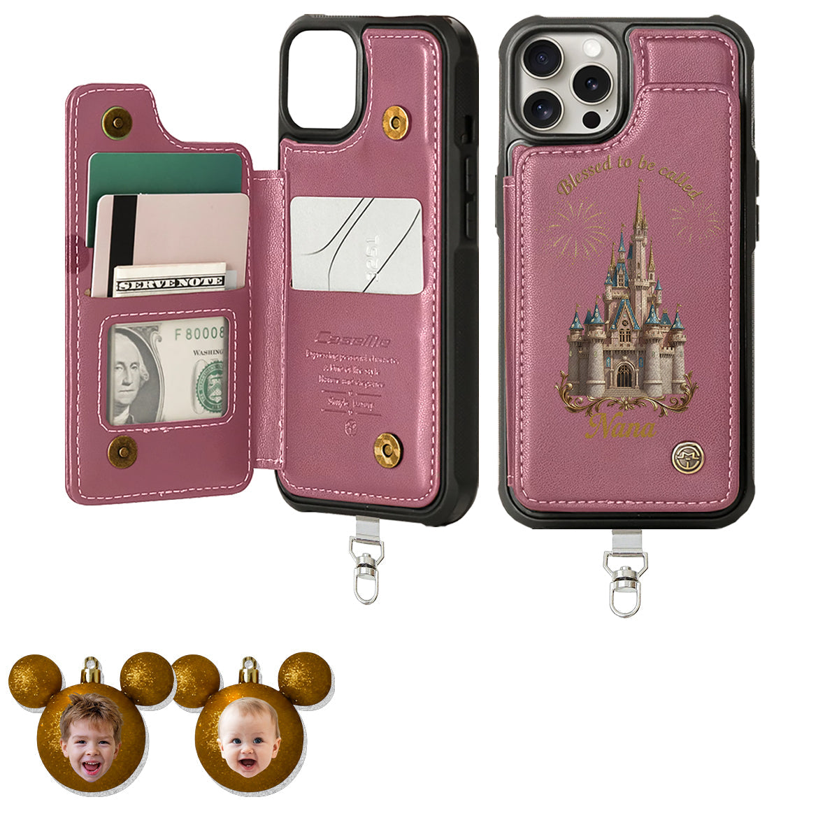 Personalized Phone Wallet with Charms Gift for Grandma | Customizable