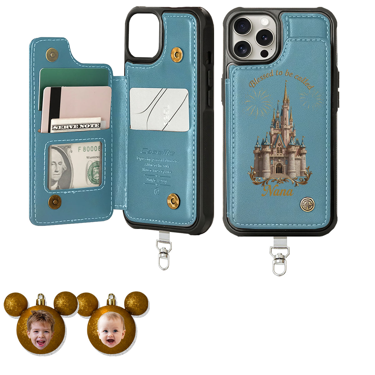 Personalized Phone Wallet with Charms Gift for Grandma | Customizable