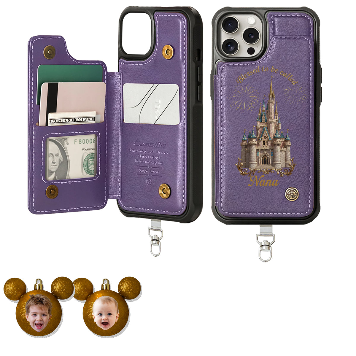 Personalized Phone Wallet with Charms Gift for Grandma | Customizable