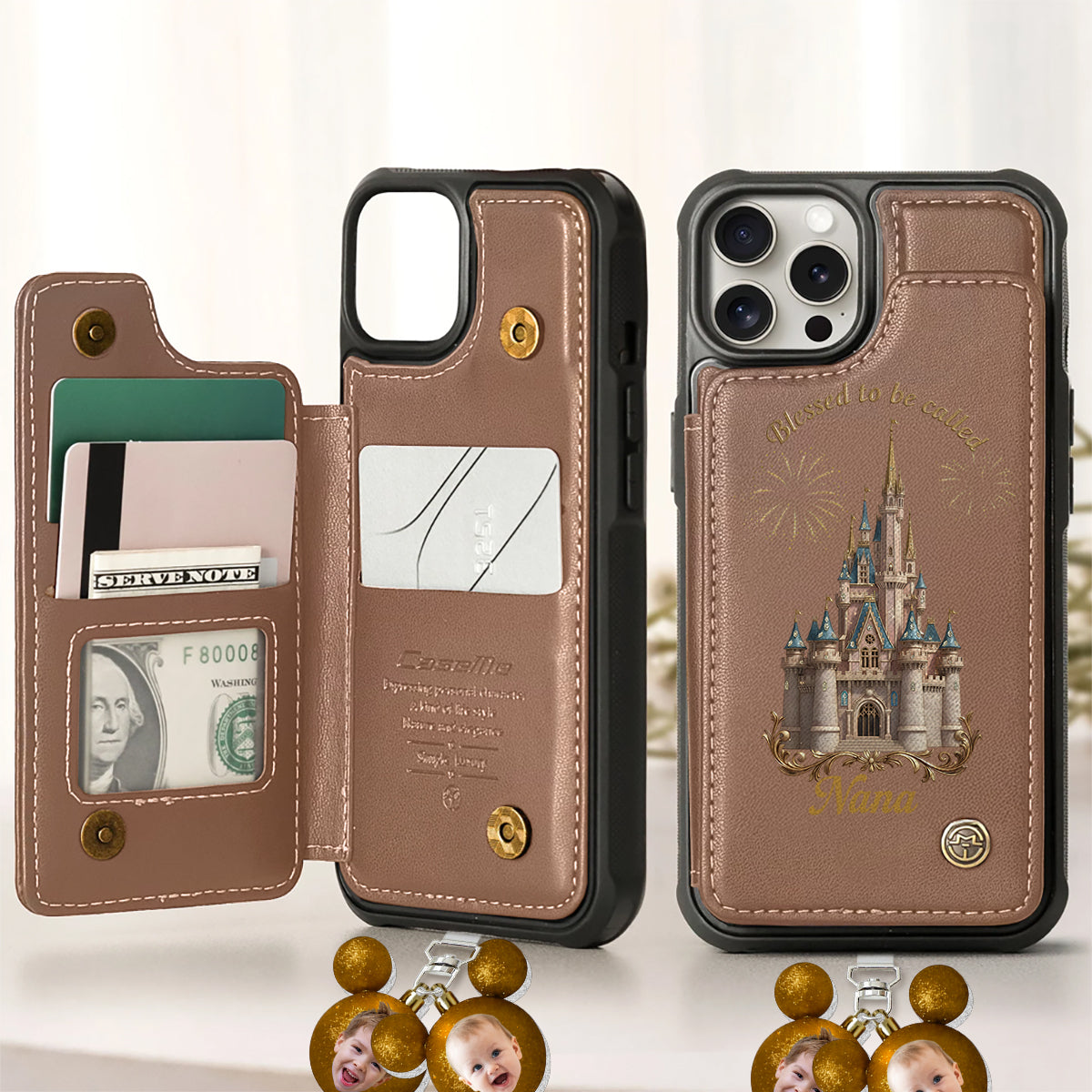 Personalized Phone Wallet with Charms Gift for Grandma | Customizable