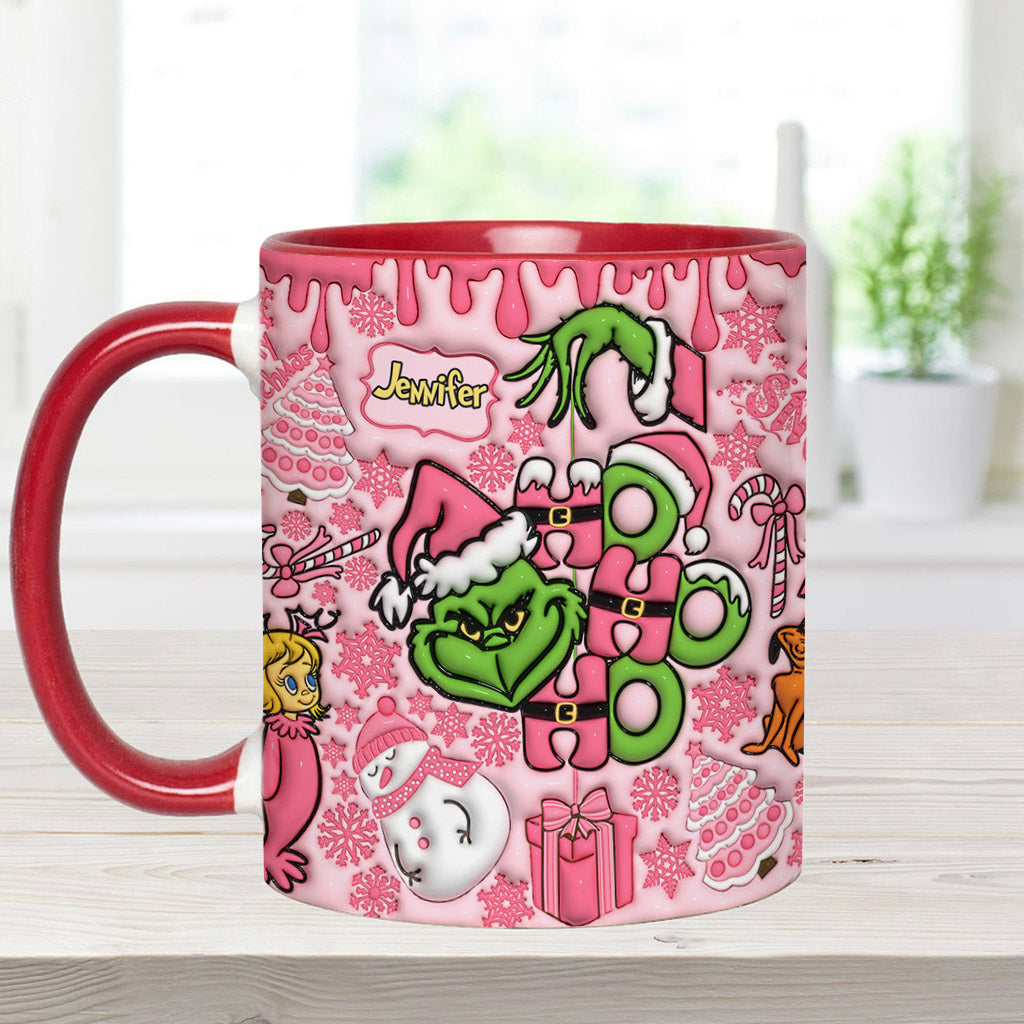 Personalized Grinch Christmas Accent Mug with Custom Name for Holiday Gifts