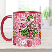 Load image into Gallery viewer, Personalized Grinch Christmas Accent Mug with Custom Name for Holiday Gifts
