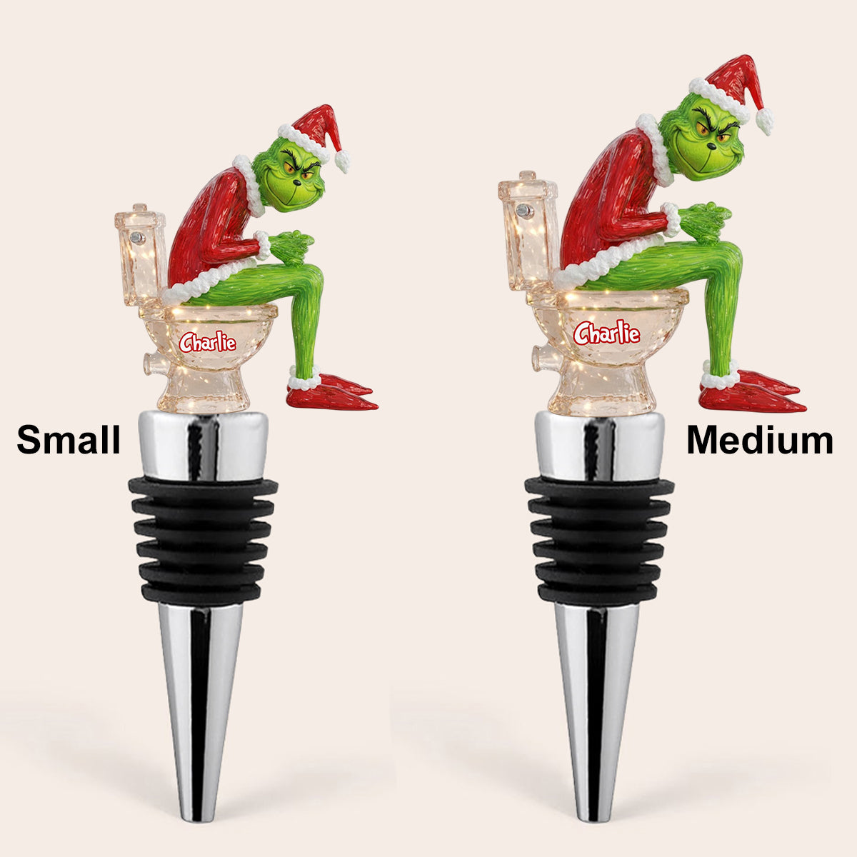 Personalized Grinch Pooping Bottle Stopper Custom Gift for Christmas
