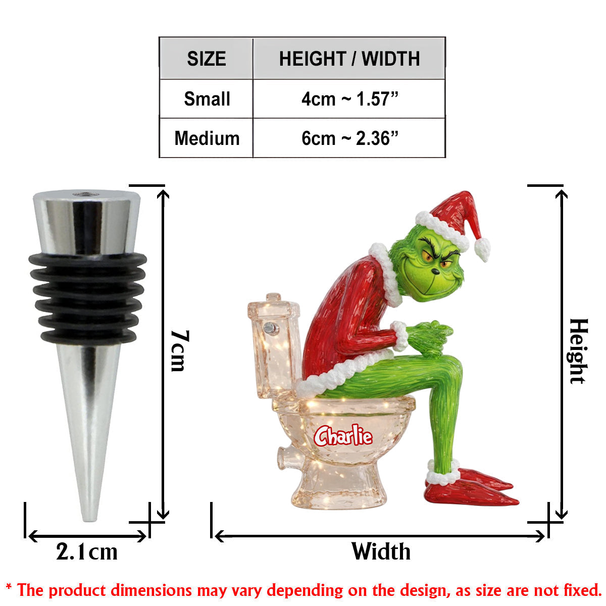 Personalized Grinch Pooping Bottle Stopper Custom Gift for Christmas