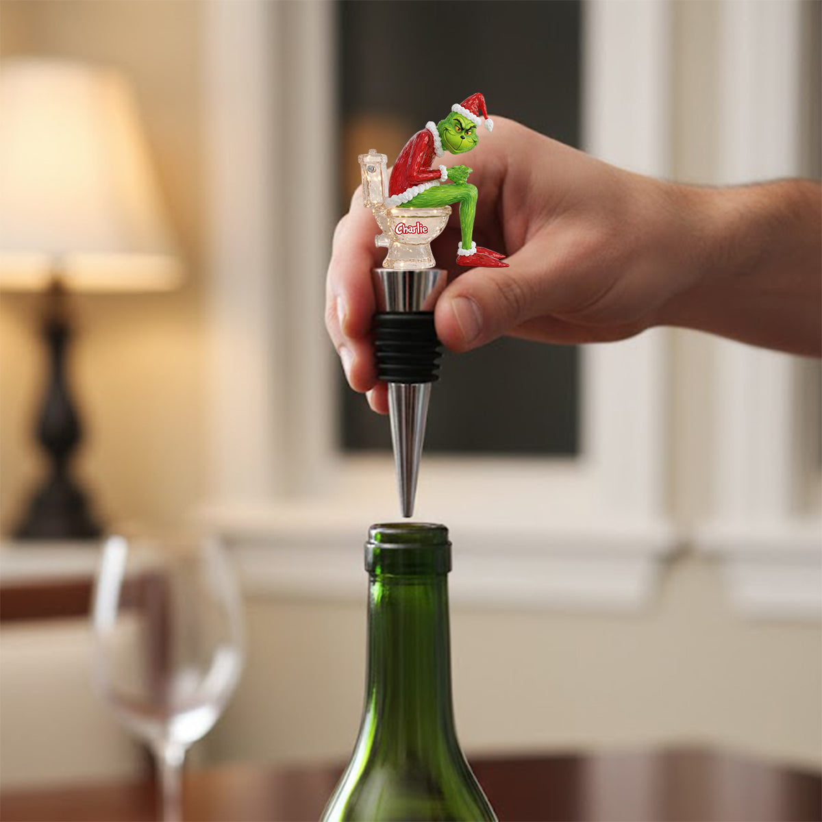 Personalized Grinch Pooping Bottle Stopper Custom Gift for Christmas