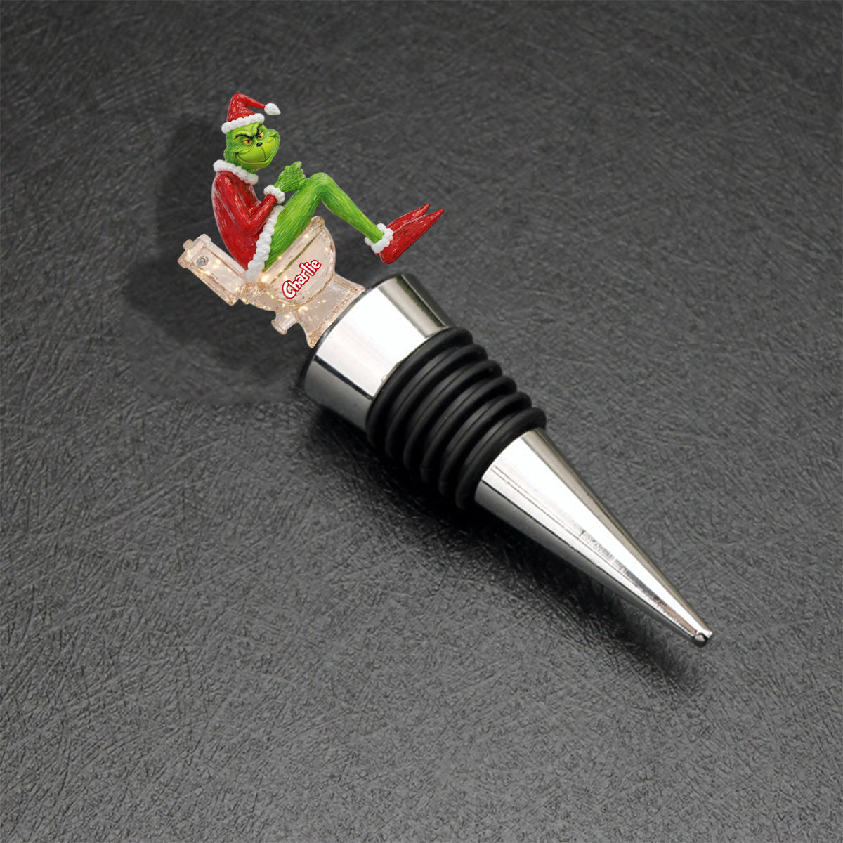 Personalized Grinch Pooping Bottle Stopper Custom Gift for Christmas