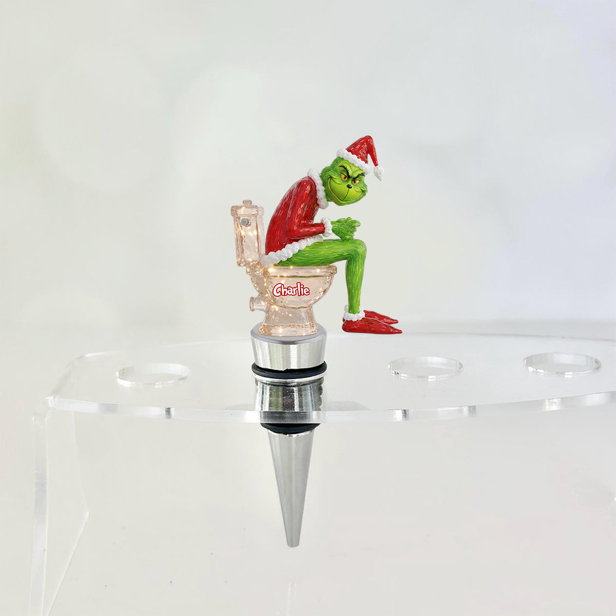 Personalized Grinch Pooping Bottle Stopper Custom Gift for Christmas
