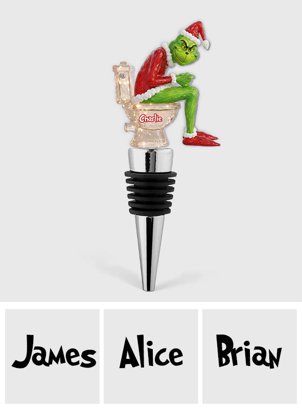 Personalized Grinch Pooping Bottle Stopper Custom Gift for Christmas