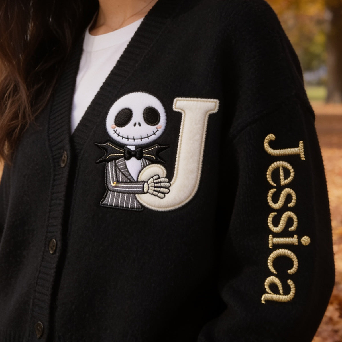 Personalized Spooky Cardigan with Custom Name for Halloween Gifts