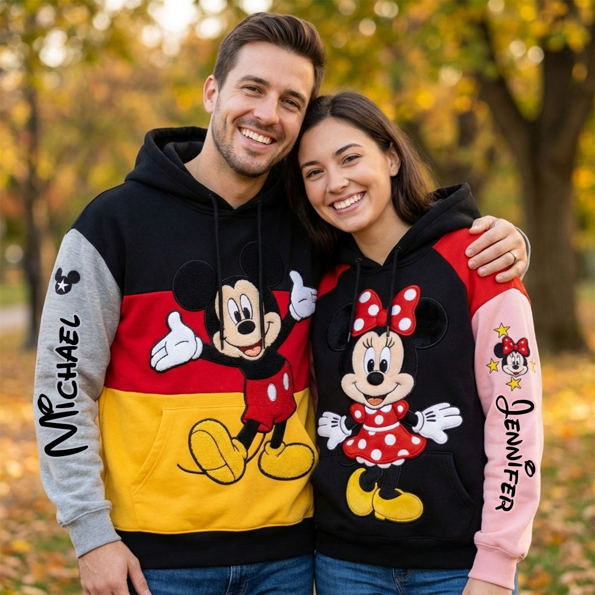 Personalized Mickey and Minnie Mouse Hoodie & Leggings Set for Couples