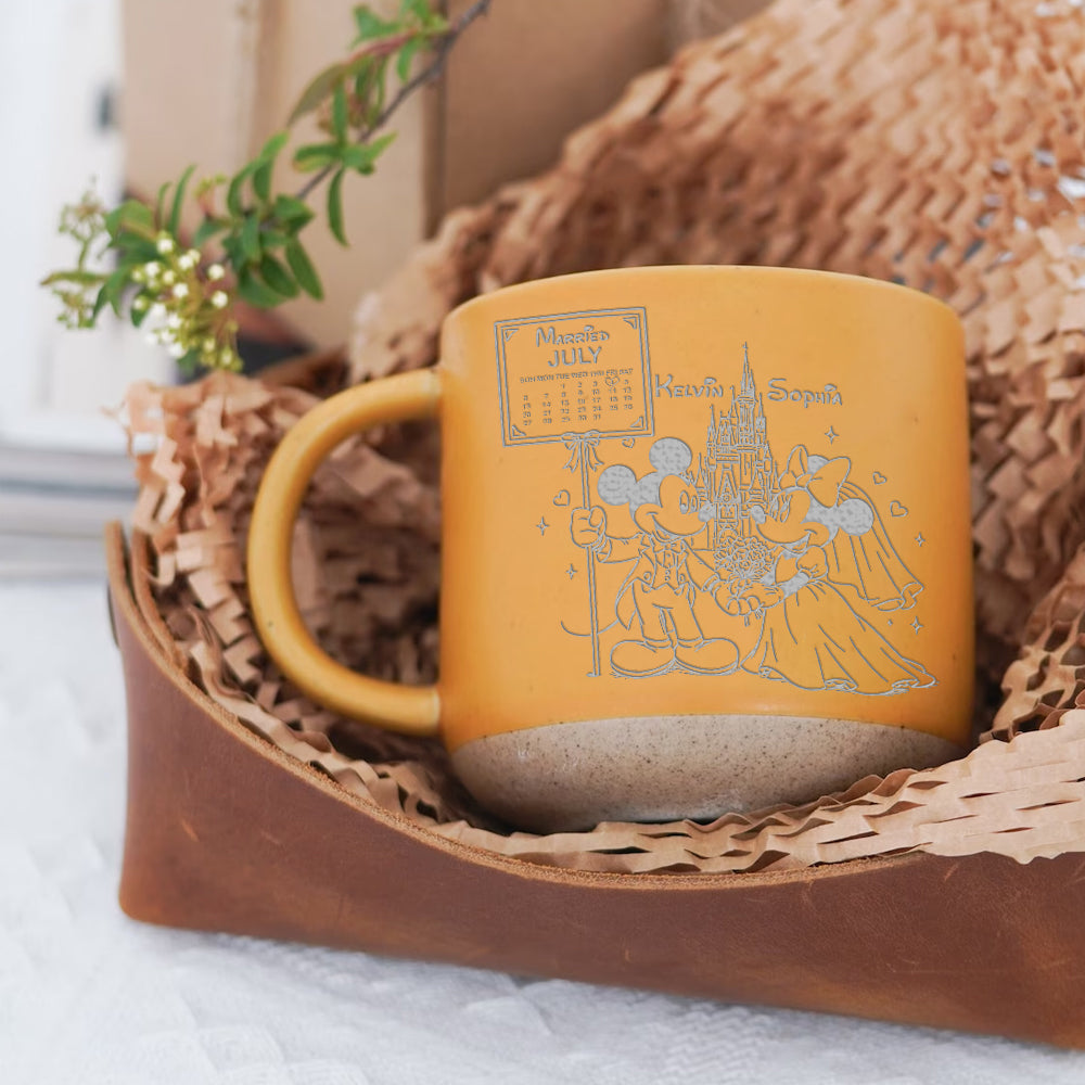 Personalized Engraved Pottery Mug Custom Name Gift for Couples