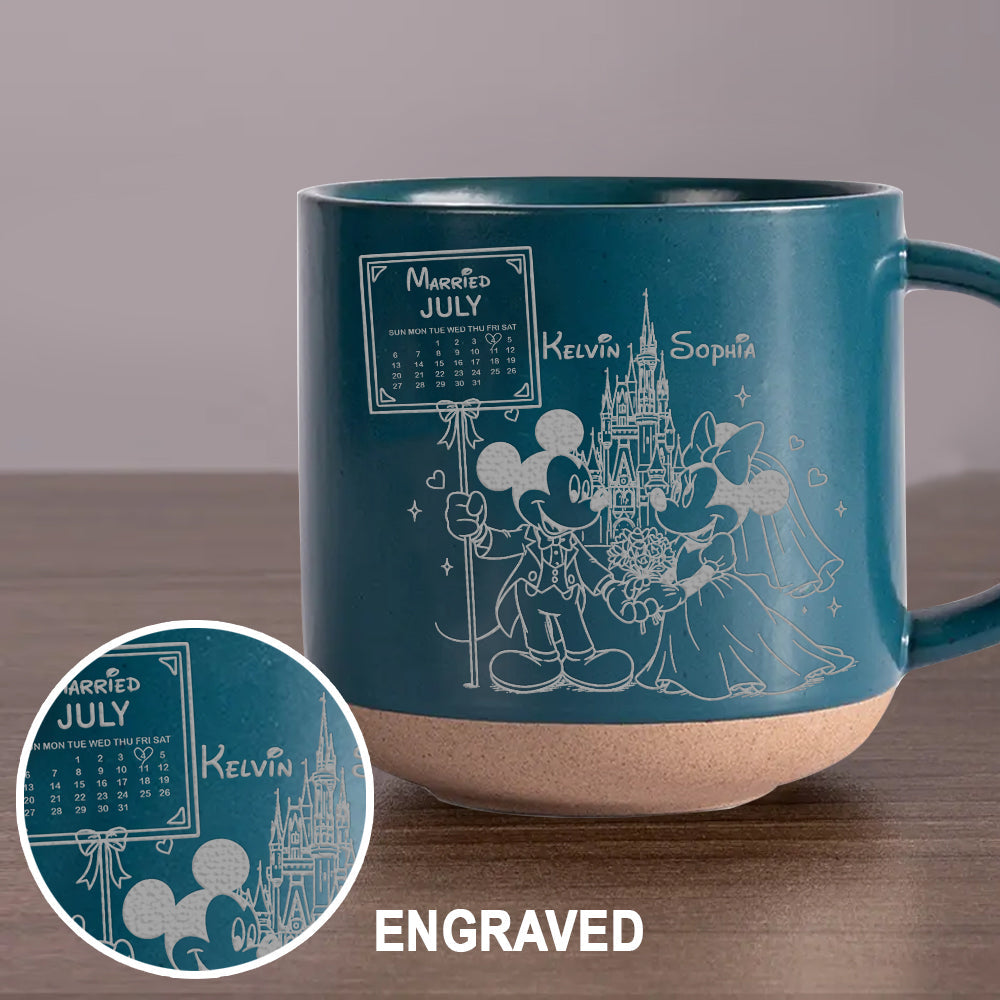 Personalized Engraved Pottery Mug Custom Name Gift for Couples