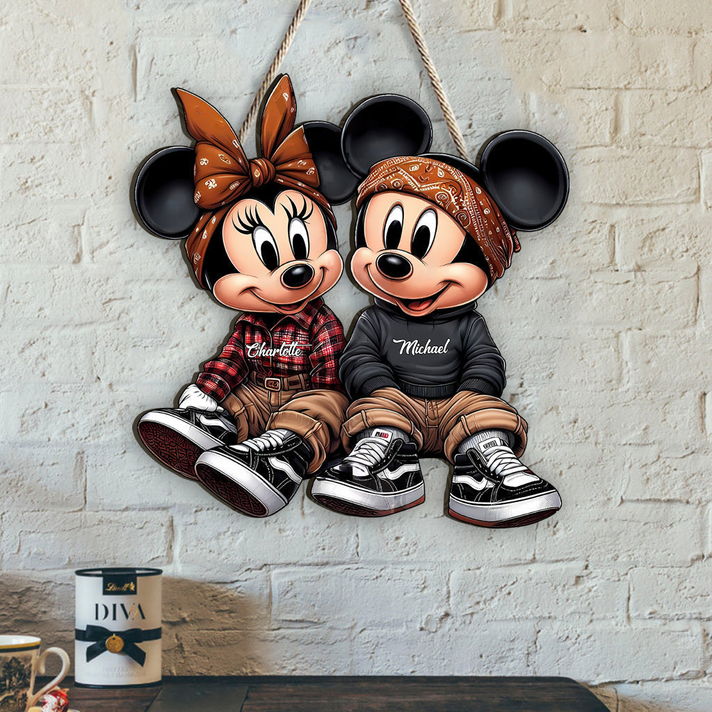 Personalized Chicano Mouse Couple Custom Wood Sign Gift