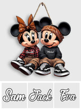 Load image into Gallery viewer, Personalized Chicano Mouse Couple Custom Wood Sign Gift
