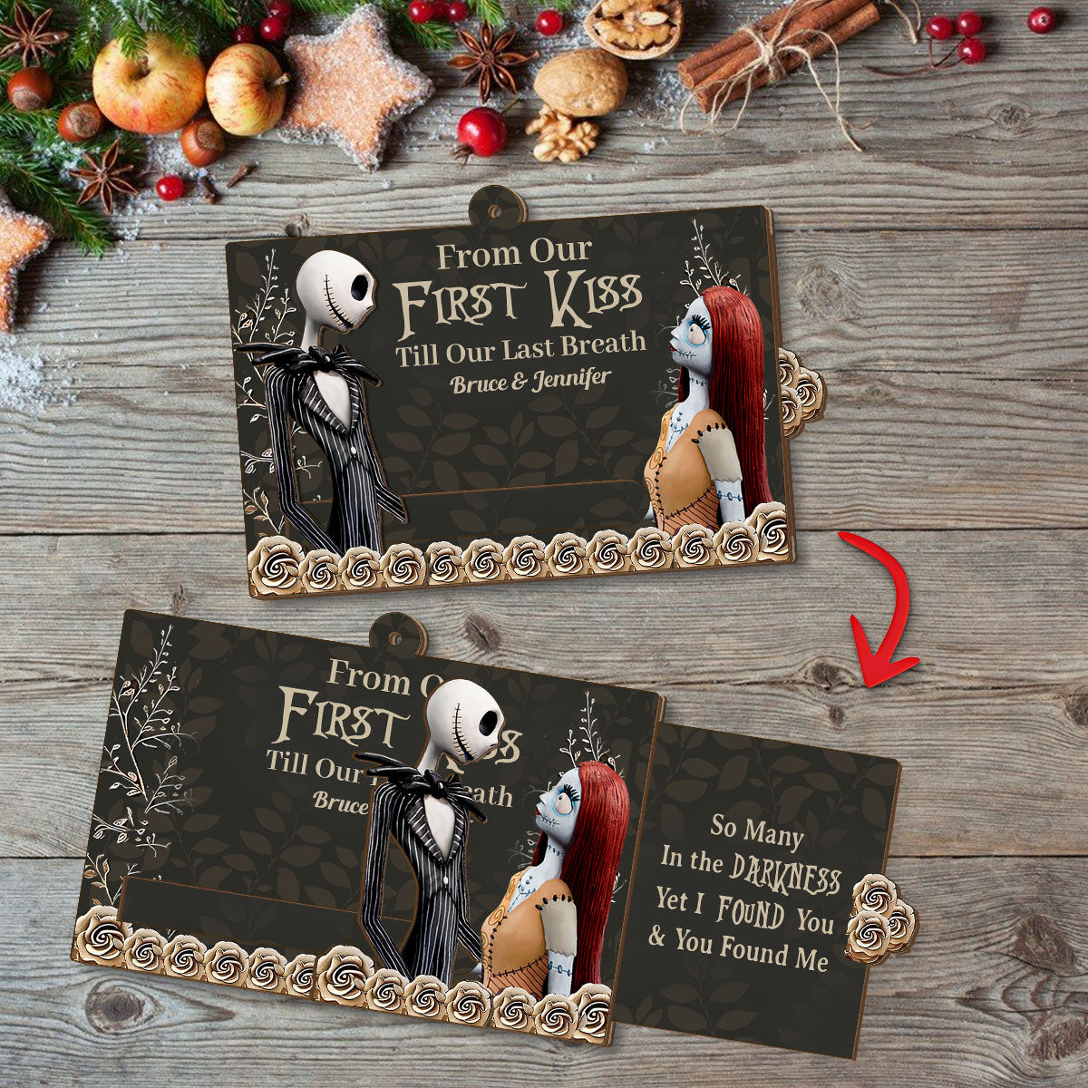 Personalized Sliding Ornament with Secret Message for Couples