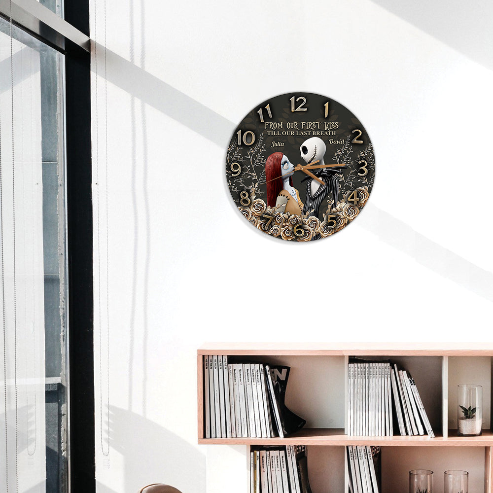 Personalized Nightmare Wall Clock Custom Name Gift for Couple