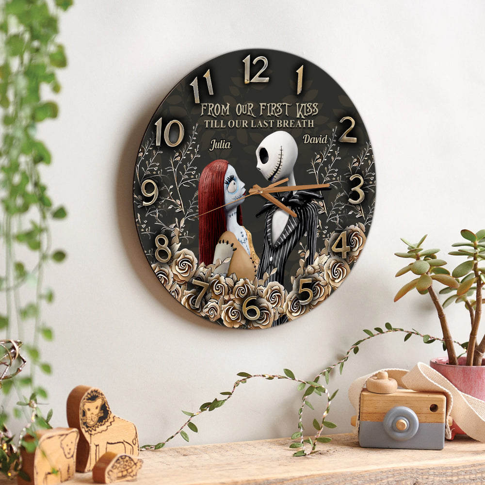 Personalized Nightmare Wall Clock Custom Name Gift for Couple