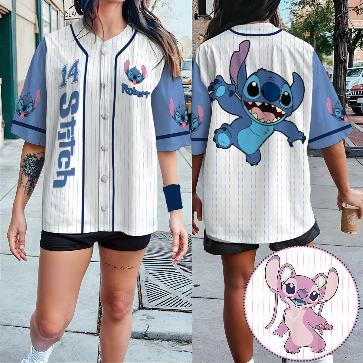 Personalized Stitch Baseball Jersey Custom Name Gift for Kids