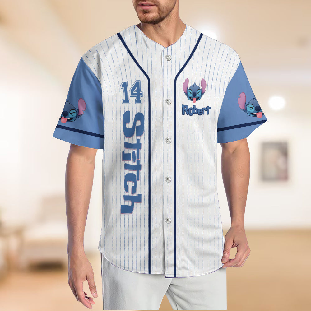 Personalized Stitch Baseball Jersey Custom Name Gift for Kids