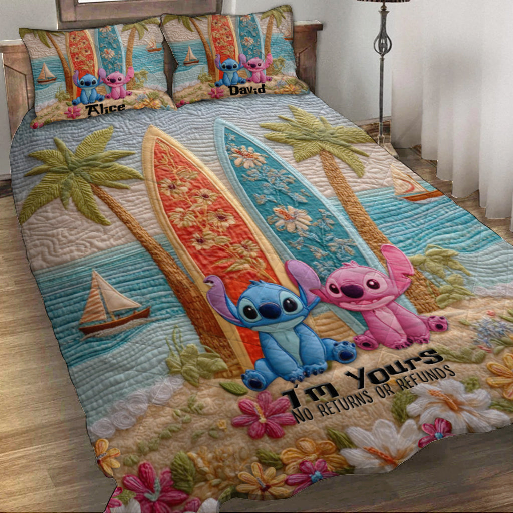 Personalized Ohana Quilt Set Custom Names Beach Theme Gift