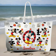 Load image into Gallery viewer, Personalized Mickey Mouse Beach Bag Custom Name Canvas Tote
