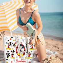 Load image into Gallery viewer, Personalized Mickey Mouse Beach Bag Custom Name Canvas Tote

