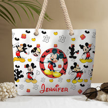 Load image into Gallery viewer, Personalized Mickey Mouse Beach Bag Custom Name Canvas Tote
