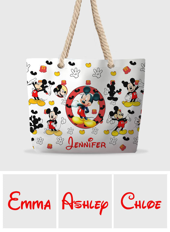 Personalized Mickey Mouse Beach Bag Custom Name Canvas Tote