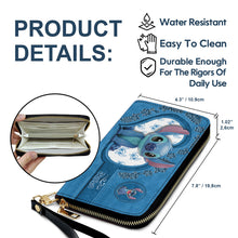 Load image into Gallery viewer, Personalized Leather Wallet with Stitch Design for Mom | Custom Name Gift
