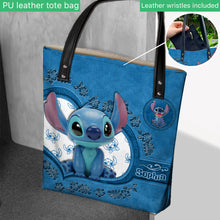 Load image into Gallery viewer, Personalized Stitch Tote Bag Custom Name Cute Blue Design
