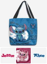 Load image into Gallery viewer, Personalized Stitch Tote Bag Custom Name Cute Blue Design
