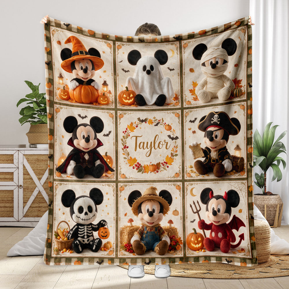 Personalized Mickey Mouse Blanket Custom Name Gift for Halloween