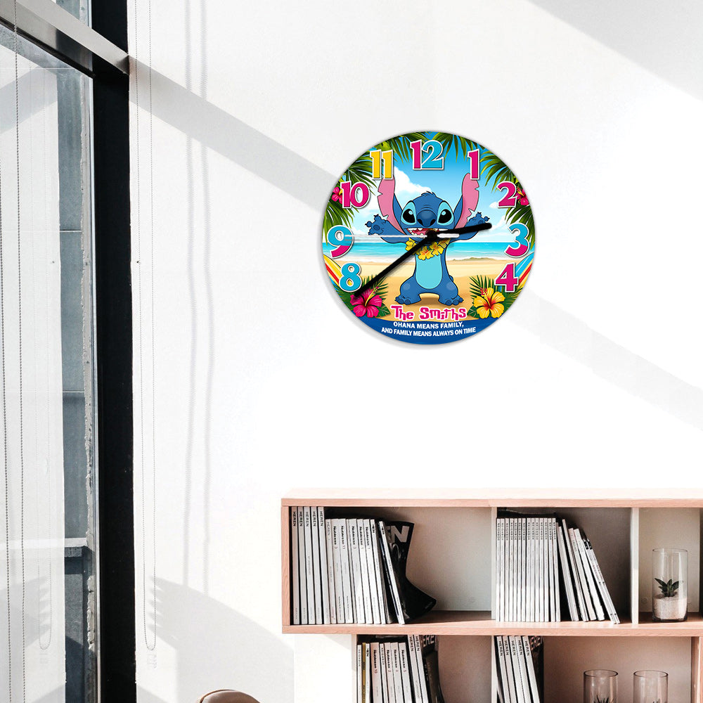 Personalized Ohana Wall Clock Custom Family Name Gift
