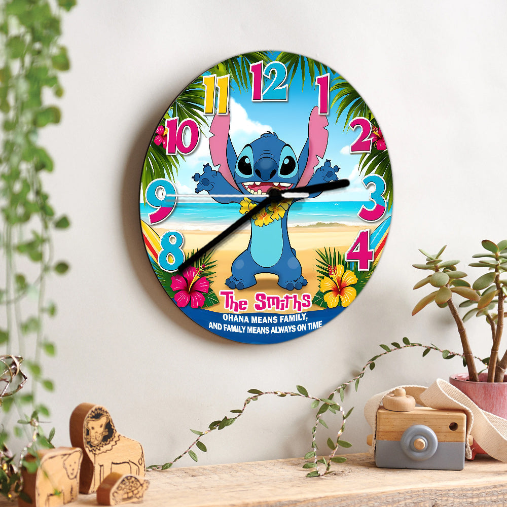 Personalized Ohana Wall Clock Custom Family Name Gift