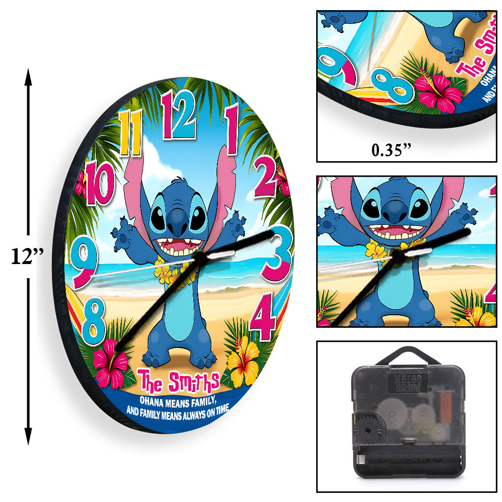 Personalized Ohana Wall Clock Custom Family Name Gift