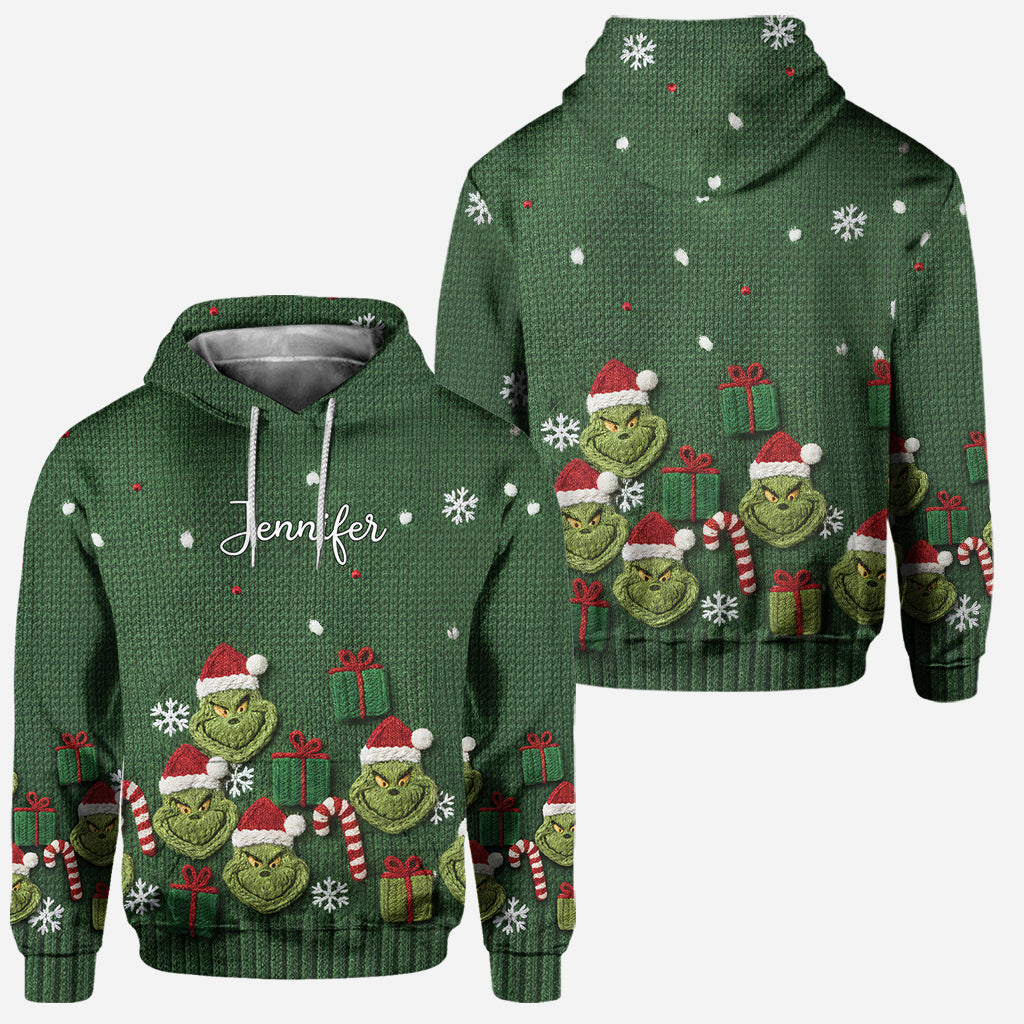 Personalized Christmas Grinch Hoodie and Leggings Set for Her