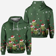 Load image into Gallery viewer, Personalized Christmas Grinch Hoodie and Leggings Set for Her
