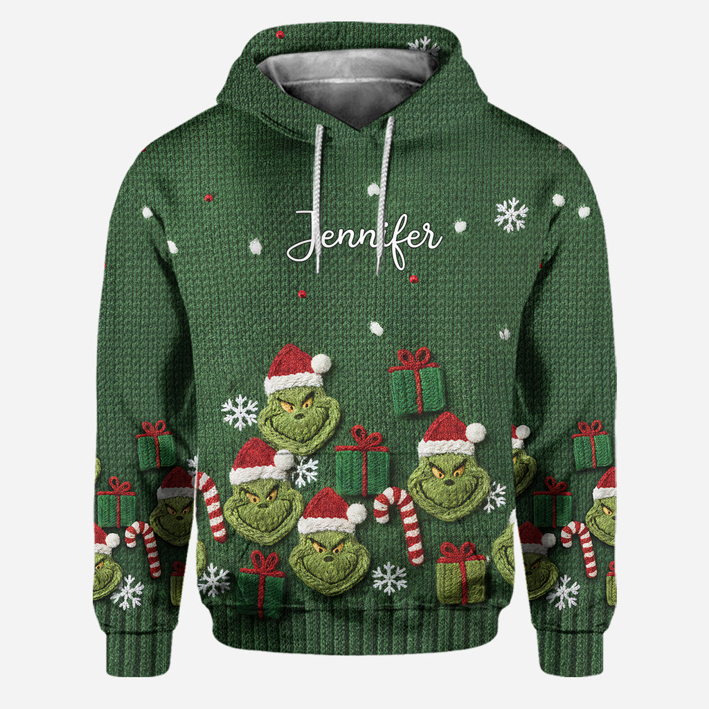 Personalized Christmas Grinch Hoodie and Leggings Set for Her