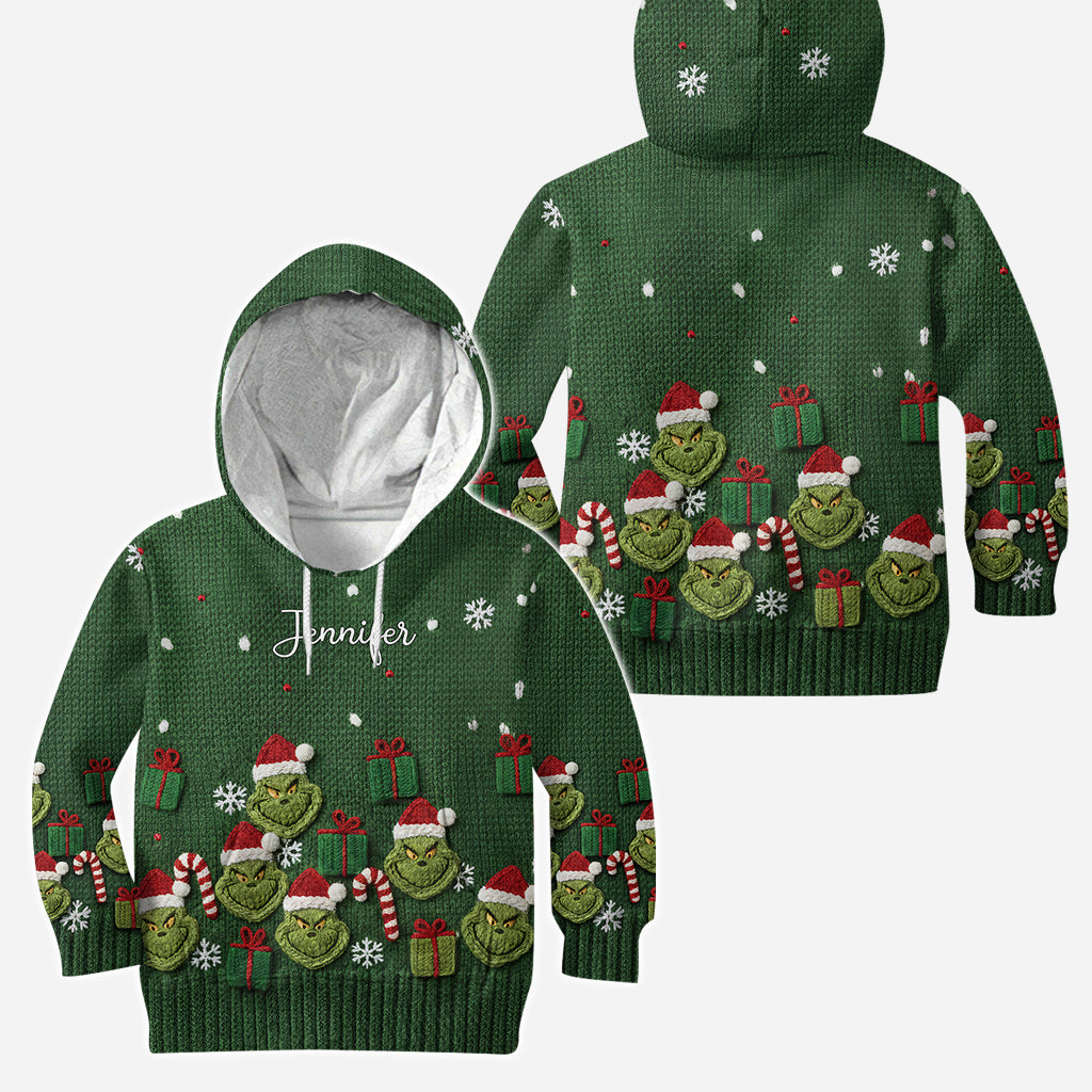 Personalized Christmas Grinch Hoodie and Leggings Set for Her