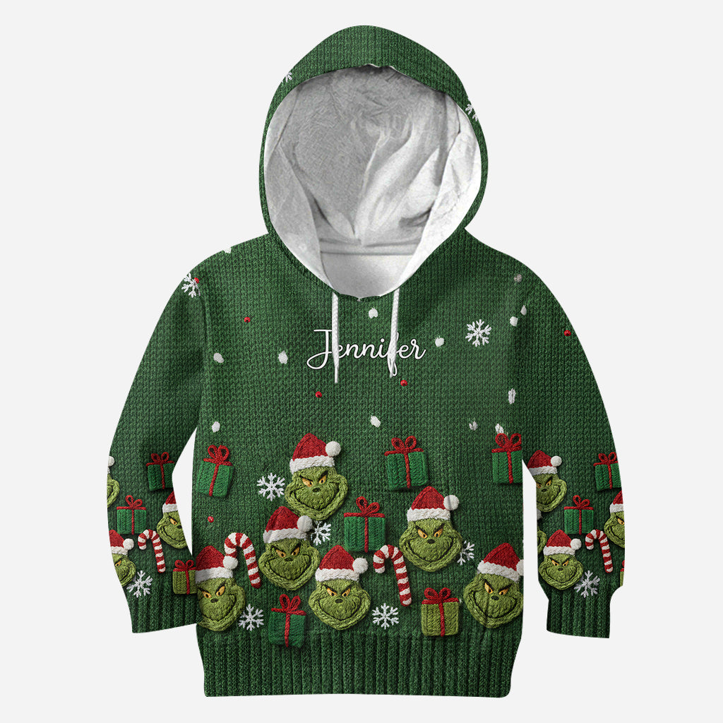 Personalized Christmas Grinch Hoodie and Leggings Set for Her