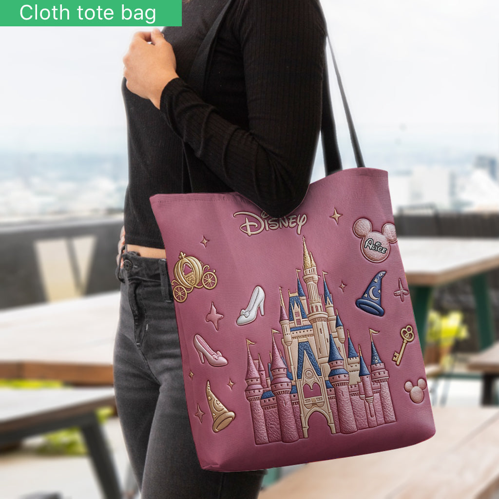 Personalized Disney Castle Tote Bag Custom Name Gift for Kids