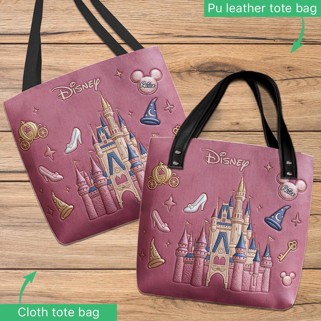 Personalized Disney Castle Tote Bag Custom Name Gift for Kids
