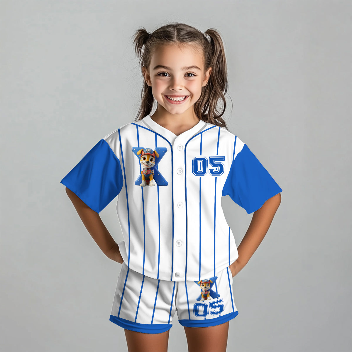Personalized Paw Patrol Kid Jersey Shirt & Shorts Set - Custom Name Sports Apparel