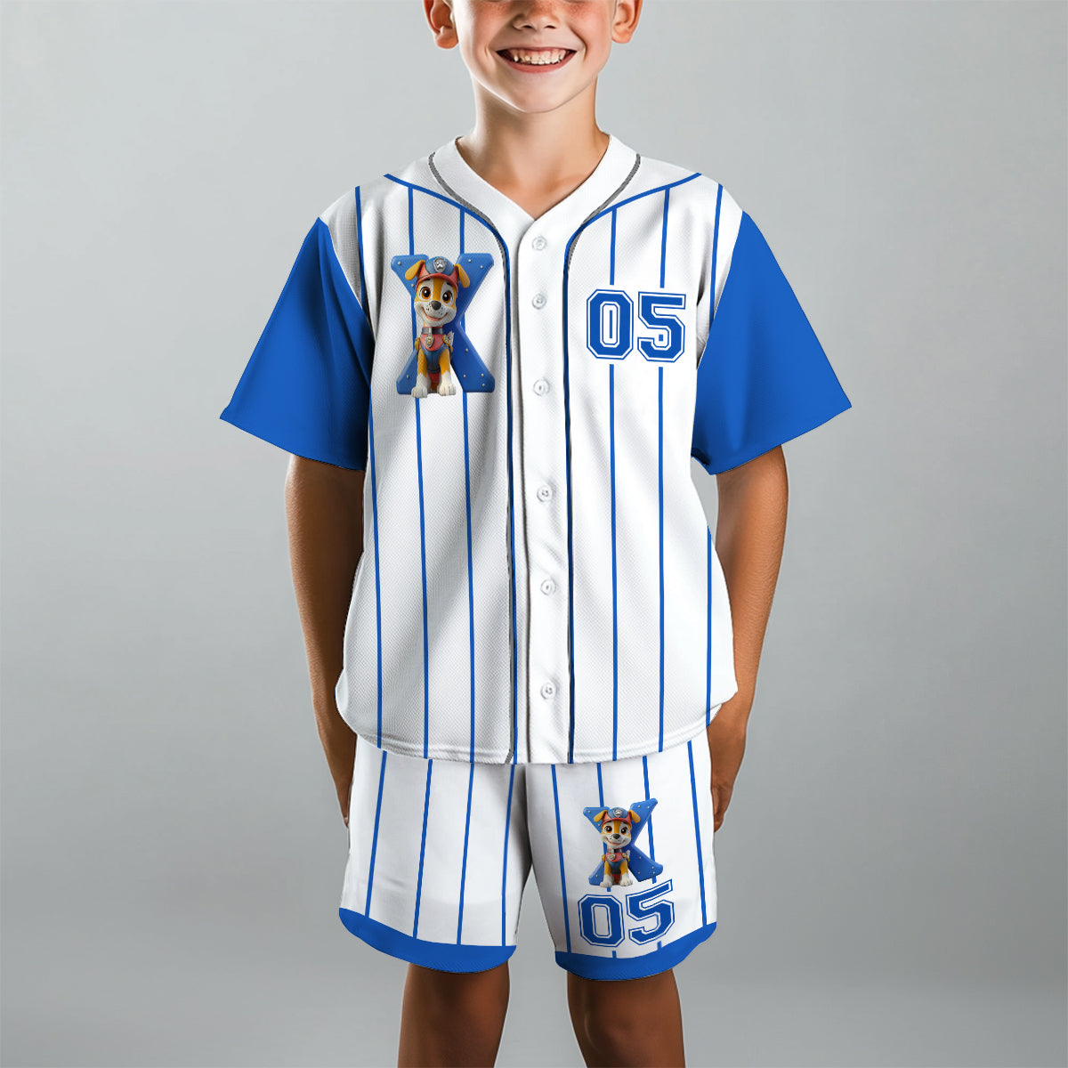 Personalized Paw Patrol Kid Jersey Shirt & Shorts Set - Custom Name Sports Apparel