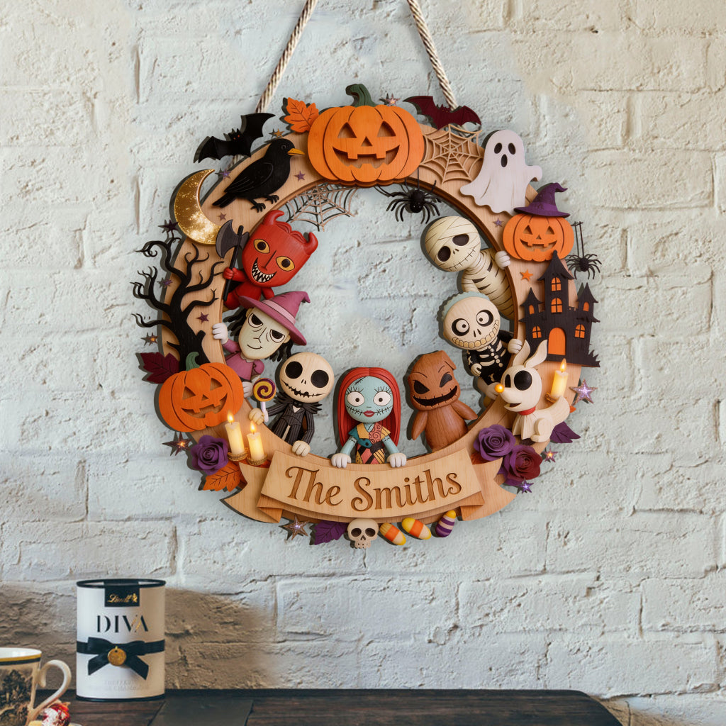Personalized Halloween Wooden Sign Custom Family Name Decor