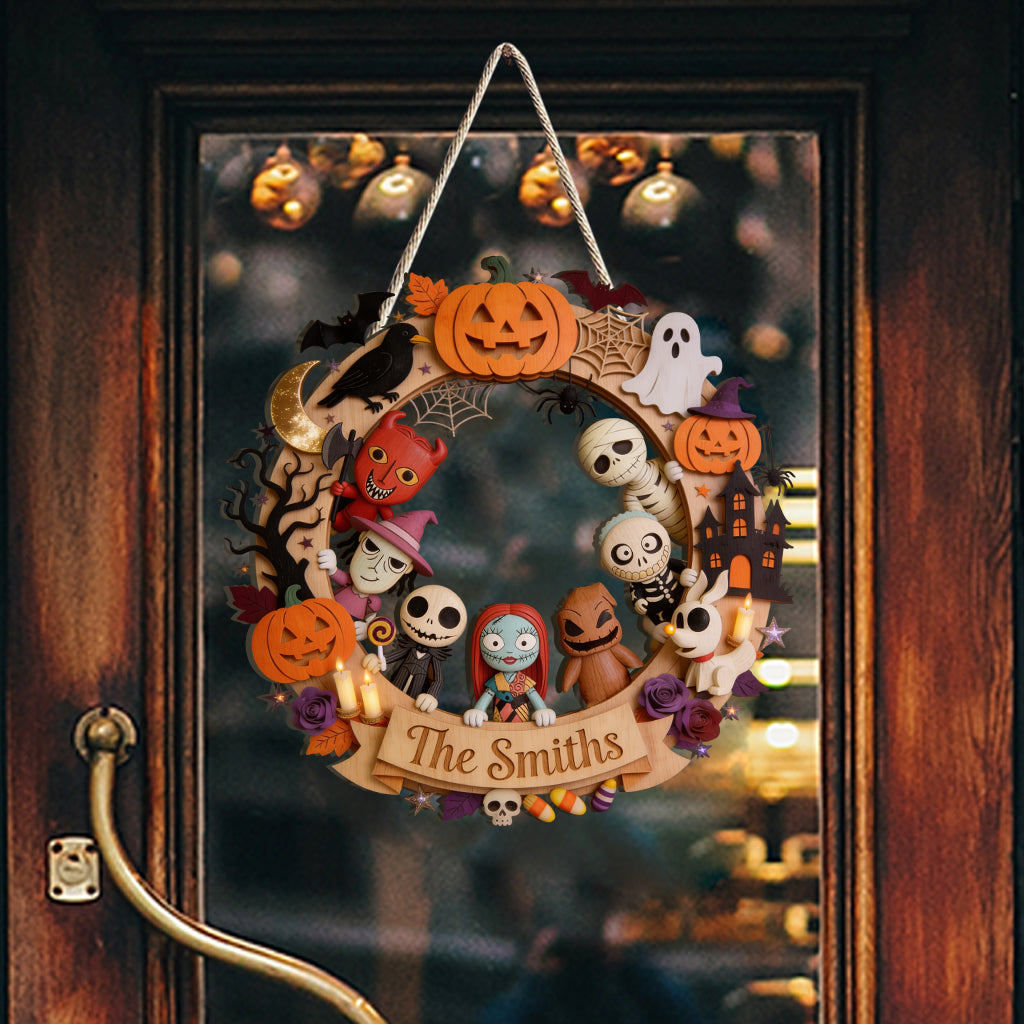 Personalized Halloween Wooden Sign Custom Family Name Decor
