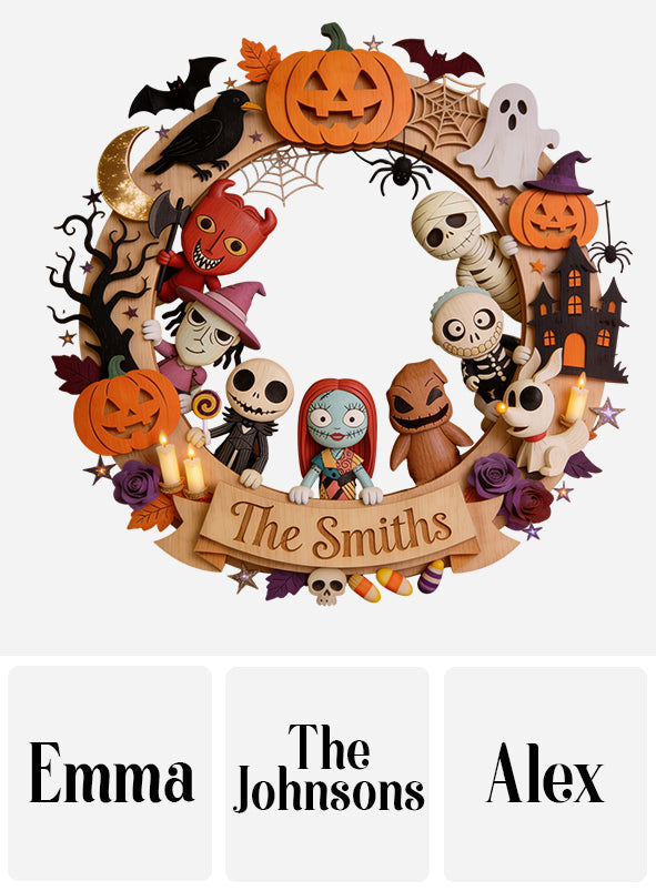 Personalized Halloween Wooden Sign Custom Family Name Decor